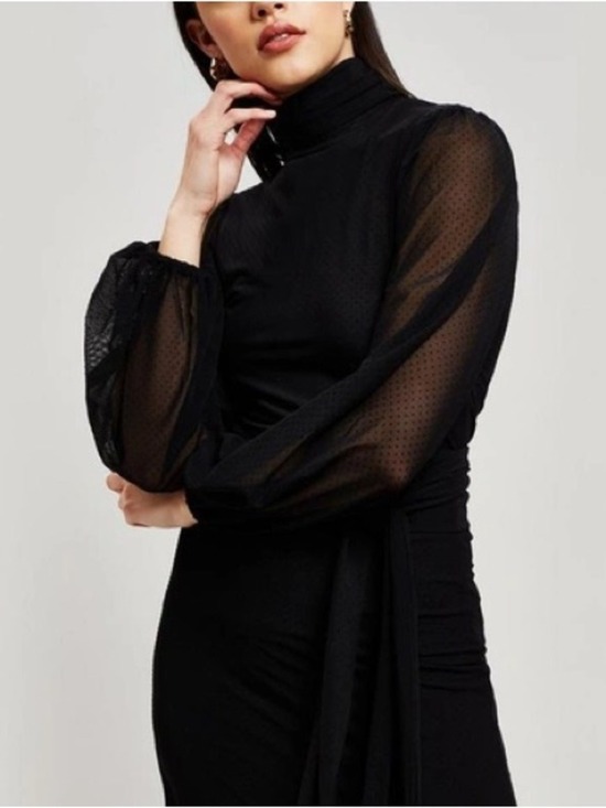 Ganni Tops - Ganni Addison Turtleneck Mesh Top Black Size EU 42 US 10-12